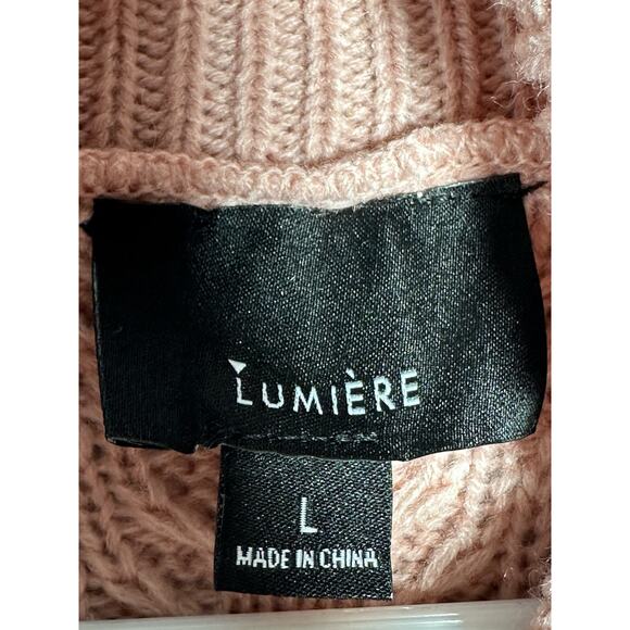 NWT— Lumiere Women's Sweater Turtle Neck Pink Knitted SIZE Large - Picture 3 of 3